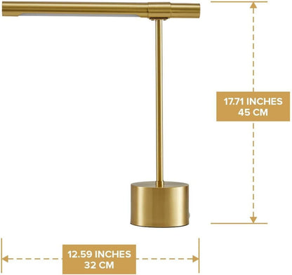 17.71-inch Modern Gold Desk Lamp, Adjustable LED Desk Lamp, Suitable for Study, Bedside Reading, Polished Brass Suitable for bedrooms, Living Rooms, Offices, Book