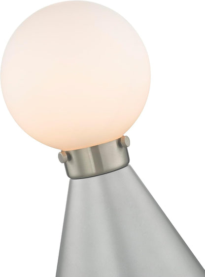 Lena Table Lamp – Small Modern Silver Finish Lamp with Commercial Grade Quality, Ideal Reading Light for Living Room & Bedroom