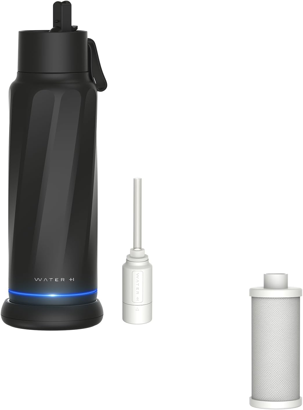 Vita Smart Water Bottle Black with Filter & Straw + PureSip Filter Water 1 Pack Bundle