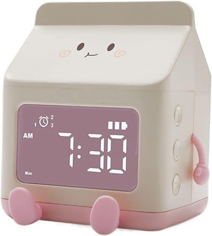 Alarm Clock Beside ﻿ Cute Alarm Clock Milk Shape Clock Children Wake Up Clock Rechargeable Alarm Clock for Bedroom Room Decor Birthday Smart Alarm Clock(Green)