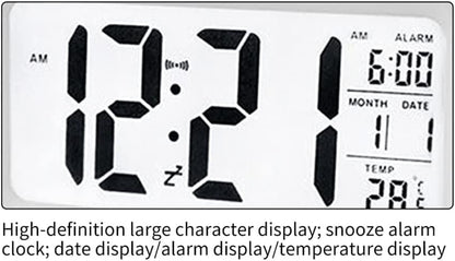 Digital Alarm Clocks Bedside,Bedroom Decor, Smart Temperature Alarm Clock LED Display Digital Backlight Calendar Desktop Snooze Mute Electronic Mini Al