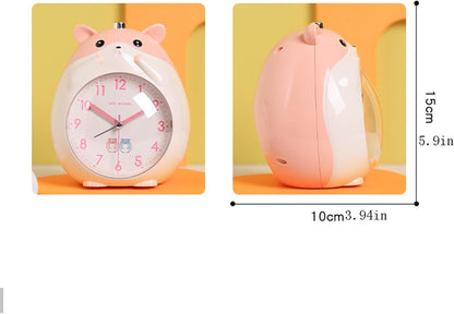VSULZVNU Alarm Clock Cute Hamster Shape Alarm Clock, Silent Table Clock with Night Light, Battery Powered, for Kids Birthday Gifts Smart Alarm Clock (Color : D)