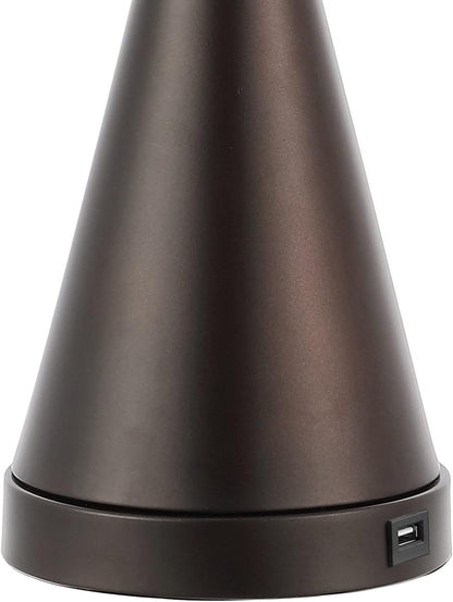 JONATHAN Y JYL4046C-SET2 Colton 26" Farmhouse Iron LED Table Lamp with USB Charging Port Classic Bedside Desk Nightstand Lamp for Bedroom Living Room Office, Oil Rubbed Bronze (Set of 2)