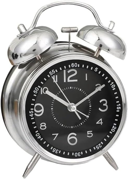 Alarm Clock Beside ﻿ Night Light Twin Bell Alarm Clocks Metal Frame Battery Operate Loud Desk Table Alarm Clock for Bedrooms Bedside Smart Alarm Clock(Black)