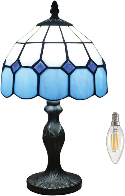 15 Inch Vintage Table Lamp with Stained Glass Lampshade for Reading Living Room Bedroom Office Decoration Suitable for bedrooms, Living Rooms, Offices, Book(Green)