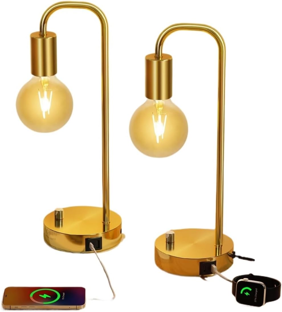 15.75" Modern Industrial Style Desk Lamp with 2 USB Ports, Dimmable, for Bedroom, Living Room, Office Suitable for bedrooms, Living Rooms, Offices, Book(Black)