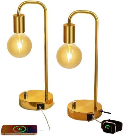 15.75" Modern Industrial Style Desk Lamp with 2 USB Ports, Dimmable, for Bedroom, Living Room, Office Suitable for bedrooms, Living Rooms, Offices, Book(Black)