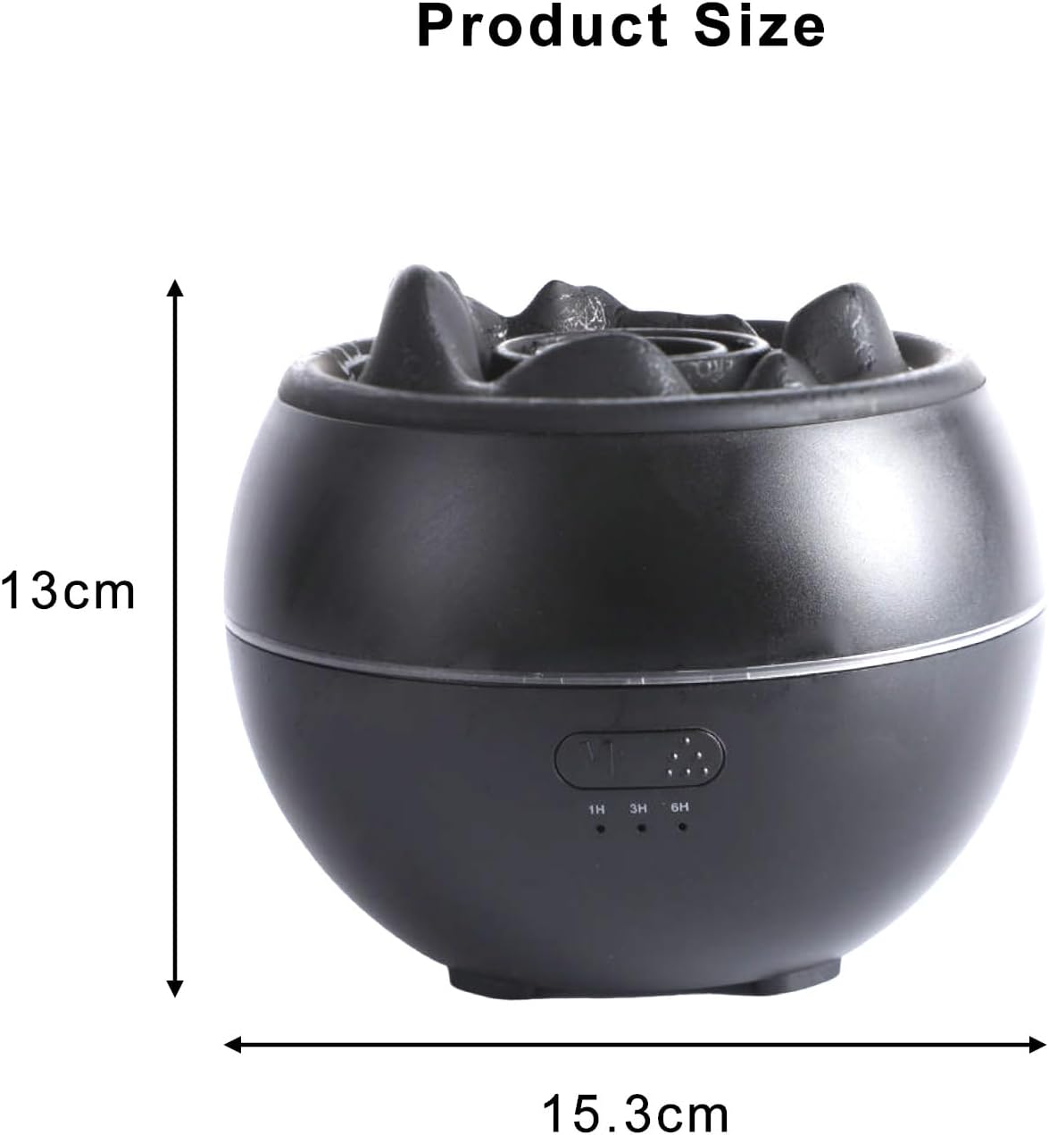 Volcano Humidifier,Aromatherapy Diffusers,Colorful Flame Night Light,1/3/6 Hour Timer,Fine Mist Power Off Protection Peaceful Sleep Suitable for Baby Bedroom Plant Office Yoga,Black,Cracked