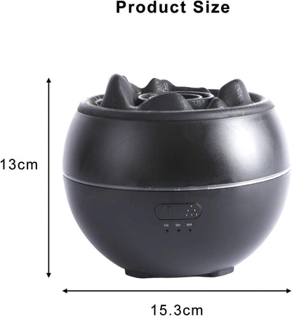 Volcano Humidifier,Aromatherapy Diffusers,Colorful Flame Night Light,1/3/6 Hour Timer,Fine Mist Power Off Protection Peaceful Sleep Suitable for Baby Bedroom Plant Office Yoga,Black,Cracked