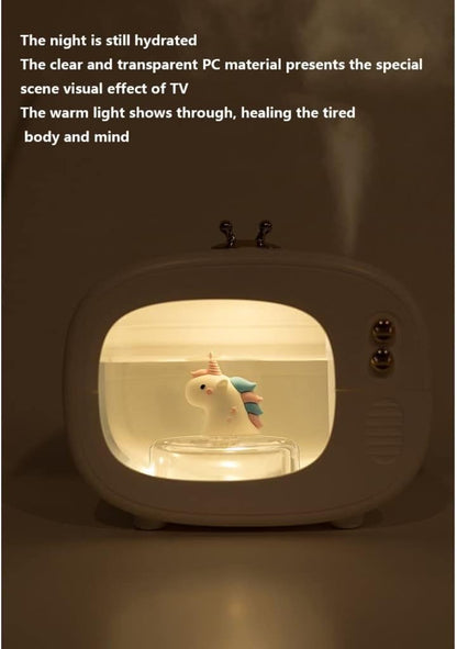 Grafken Cute Retro Humidifier, Creative TV Humidifier, Mini Spray, USB Portable, Home Bedroom Creative Water Meter Cute Dormitory Desktop (Color : White)