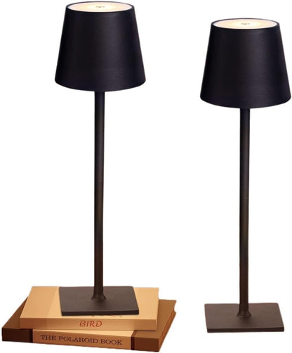 Cordless LED Desk Lamp 2-Pack, 3-Color Stepless Dimming, Rechargeable, for Bedroom/Desk/Café/Restaurant Suitable for bedrooms, Living Rooms, Offices, Book(Yellow 2 Pack)