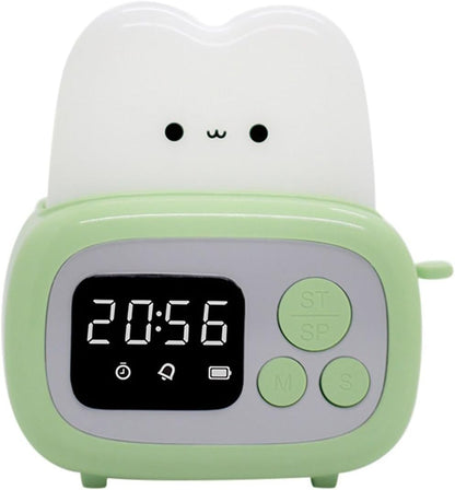 Alarm Clock Beside ﻿ Cute Bread Maker Alarm Clock Sleeping Timing USB Rechargeable Lamp Bedside Table Desk Alarm Clock Birthday Holiday Smart Alarm Clock(Yellow)