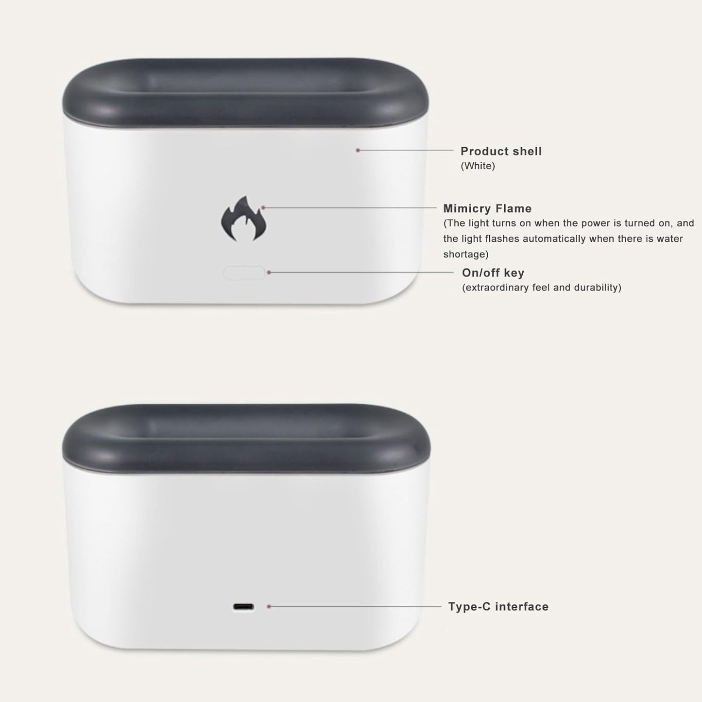 Cool Mist Humidifiers for Bedroom,Flame Humidifier Aroma Diffuser,Simulated Flame Fine Aerosol Silent Humidification Desktop Decoration for Baby Bedroom Plant Office Yoga SAGGION