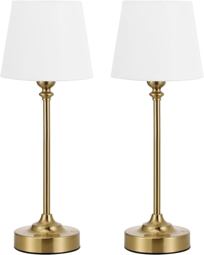 15.8-inch Wireless Charging Touch Table Lamp 2-Pack, Battery Powered, Stepless Dimming, for Dining Table, Living Room Suitable for bedrooms, Living Rooms, Offices, Book(White - Black)