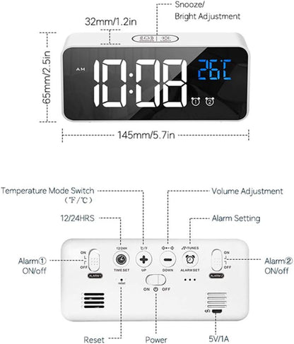 Sunrise Simulator Alarm Clock Alarm Clock Retro Table Clock Smart Alarm Clock Alarm Clocks Bedside Projection Alarm Clock Digital Clocks Gray (Gray)