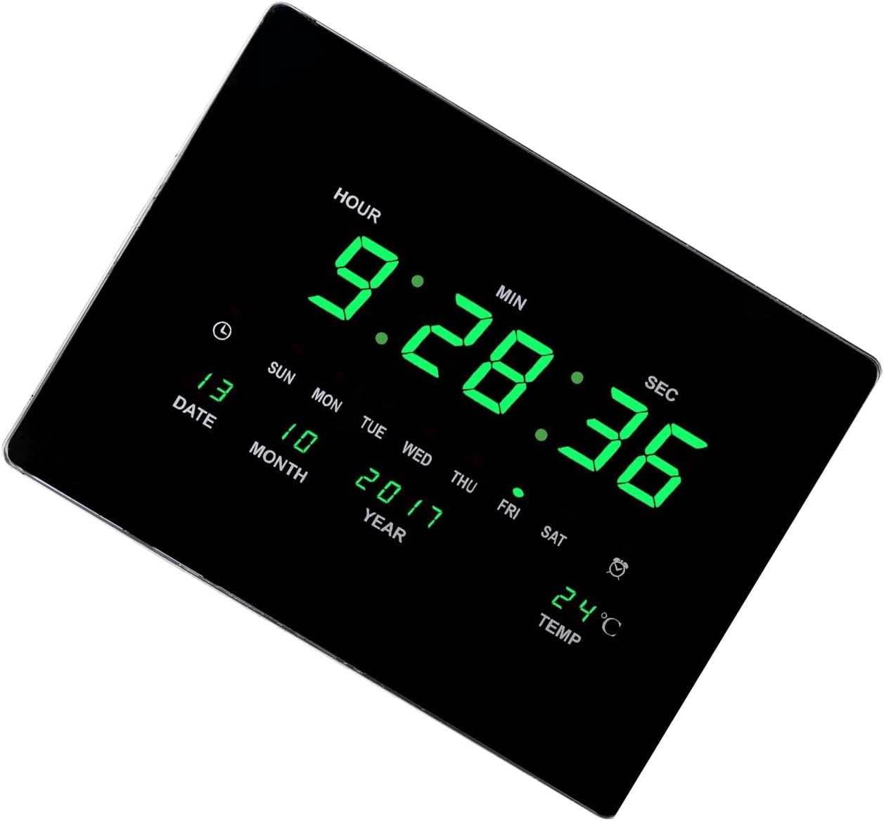 JEKKAH Family Living Room Wall Clock Smart Clock Large Screen Hourly Silent Alarm Clock Home Use, 12/24 Hours, Bedroom Alarm Clock, Living Room