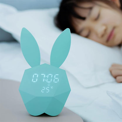 Liudan Alarm Clock Alarm Clock Students Use Child Mute Bedside Bright Electronic Smart Charge Female Cute Creative Rabbit Personality Digital Alarm Clock (Color : B, Size : 8.5")
