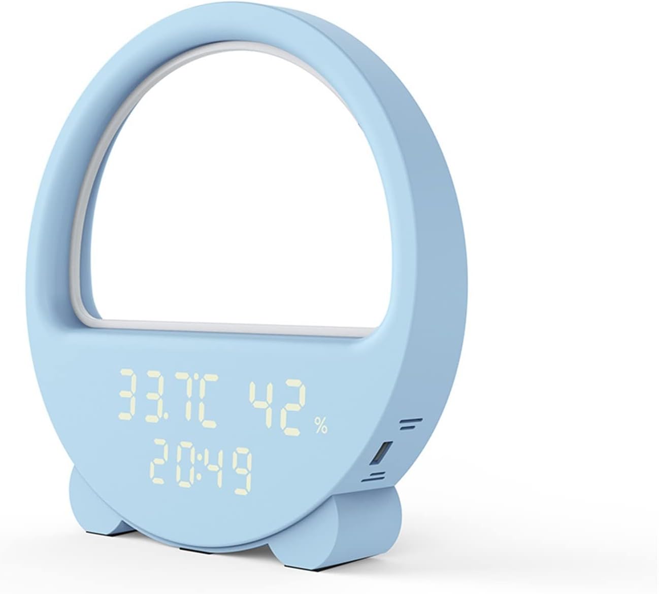 LED Night Light RGB Atmosphere Desk Lamp, Smart Multifunctional Alarm Clock, Music Sync, Temperature & Humidity Display, Ideal for Bedroom, Living Room (Color : Light Blue)