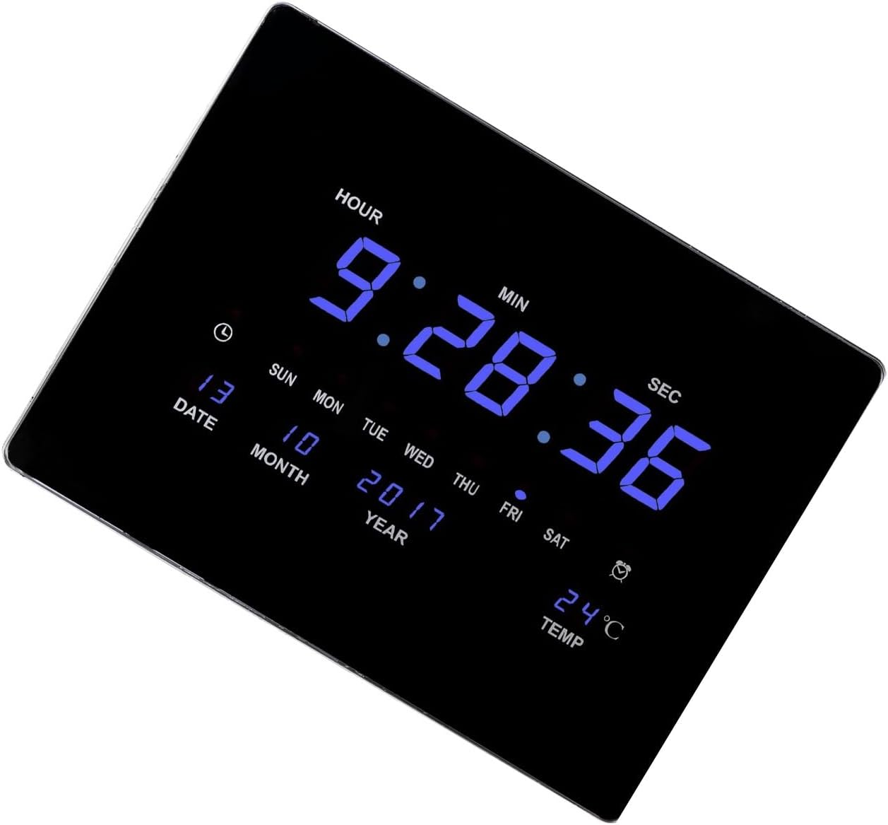 JEKKAH Family Living Room Wall Clock Smart Clock Large Screen Hourly Silent Alarm Clock Home Use, 12/24 Hours, Bedroom Alarm Clock, Living Room