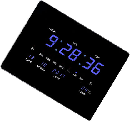 JEKKAH Family Living Room Wall Clock Smart Clock Large Screen Hourly Silent Alarm Clock Home Use, 12/24 Hours, Bedroom Alarm Clock, Living Room