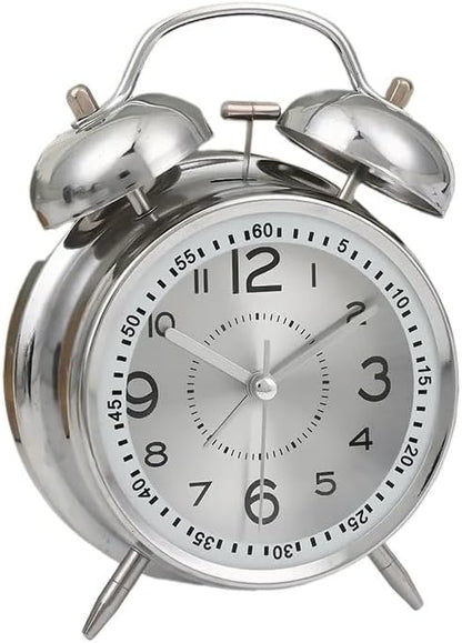 Alarm Clock Beside ﻿ Night Light Twin Bell Alarm Clocks Metal Frame Battery Operate Loud Desk Table Alarm Clock for Bedrooms Bedside Smart Alarm Clock(Black)