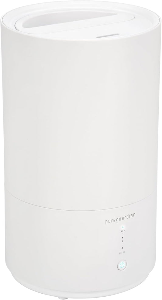 PureGuardian 30-Hour .50 Gallon Top Fill Cool Mist Ultrasonic Humidifier for Large Rooms with Humidistat, 12-Hour Timer, Aroma Tray for Bedroom, Living Room, Office, White, H955W