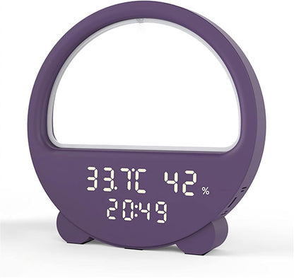 LED Night Light RGB Atmosphere Desk Lamp, Smart Multifunctional Alarm Clock, Music Sync, Temperature & Humidity Display, Ideal for Bedroom, Living Room (Color : Light Blue)