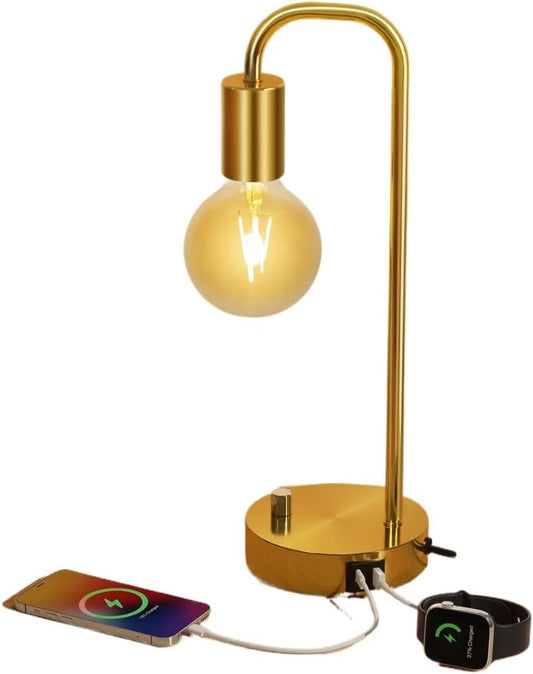 15.75" Modern Industrial Style Desk Lamp with 2 USB Ports, Dimmable, for Bedroom, Living Room, Office Suitable for bedrooms, Living Rooms, Offices, Book(Black)