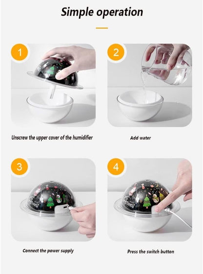 Grafken Cute Humidifier, Creative Colorful Atmosphere Night Light with Projection Function, Small Portable Home Office, Children's Car Air Atomizer (Color : C)