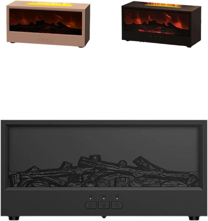 Firehome Humidifier with Remote Control, Realistic Flame Effect & 7-Color Light, Flame Essential Oil Diffuser with Simulated Charcoal, 3 Gears Timer, for Bedroom, Office & Home (White)