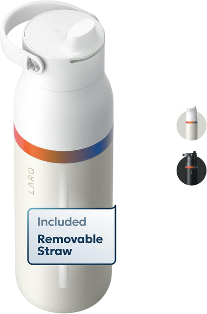 LARQ Bottle Swig Top 34oz - Insulated Stainless Steel Water Bottle With Built-In Silicone Handle | BPA Free | Reusable Water Bottle for Sports, Gym, and Travel, Obsidian Black