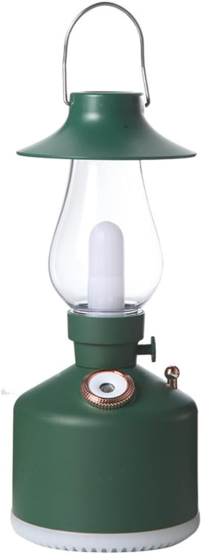 Flame Aroma Diffuser,Cool Mist Humidifier,Colorful Night Light,Kerosene Lamp Shape,2 Sprays Adjustable,Retro Desktop Decoration Artwork Suitable for Camping Bedroom Office,Black