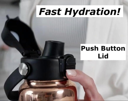 Copper Water Bottle for Drinking - Hammered 100% Pure Copper Tumbler with Leak Proof Lid, Removable Insulating Sleeve & Straw - Handcrafted Ayurvedic Cup for Water 32 fl oz