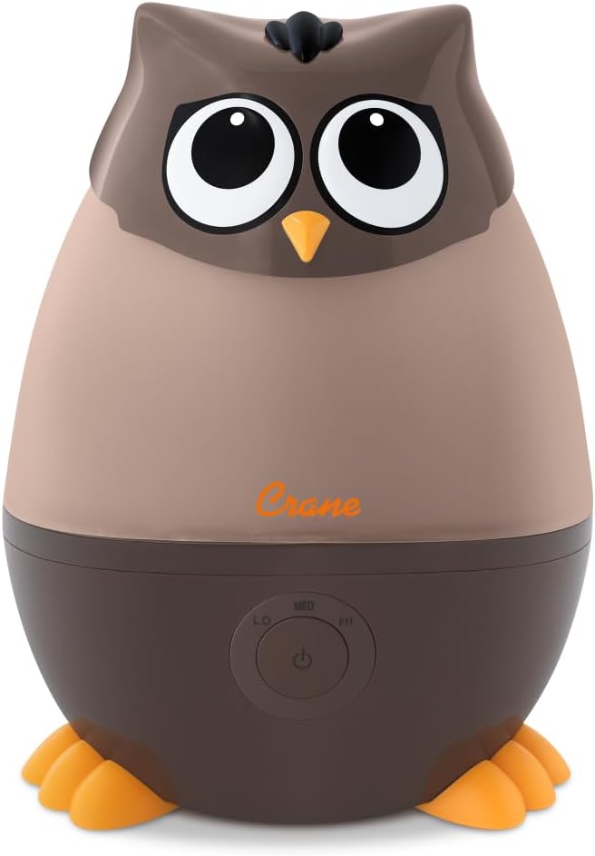 Crane Ultrasonic Humidifiers for Kid's Room and Baby Nursery, .5 Gallon Cool Mist Air Humidifier, Owl Humidifier For Kid's Room