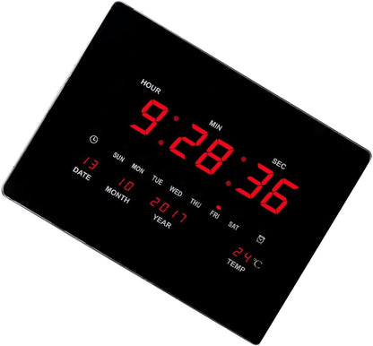 JEKKAH Family Living Room Wall Clock Smart Clock Large Screen Hourly Silent Alarm Clock Home Use, 12/24 Hours, Bedroom Alarm Clock, Living Room