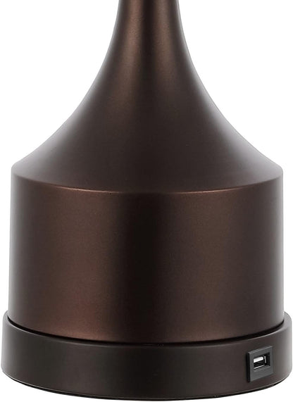 JONATHAN Y JYL4045C-SET2 Cooper 26" Farmhouse Iron LED Table Lamp with USB Charging Port Classic Bedside Desk Nightstand Lamp for Bedroom Living Room Office, Oil Rubbed Bronze (Set of 2)