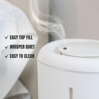 EssentialMist Essential Oil Humidifier and Diffuser, 3 Timer Settings, Night Light Mode, White