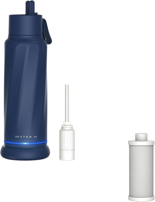 Vita Smart Water Bottle Magnetite Blue with Filter & Straw + PureSip Filter Water 1 Pack Bundle