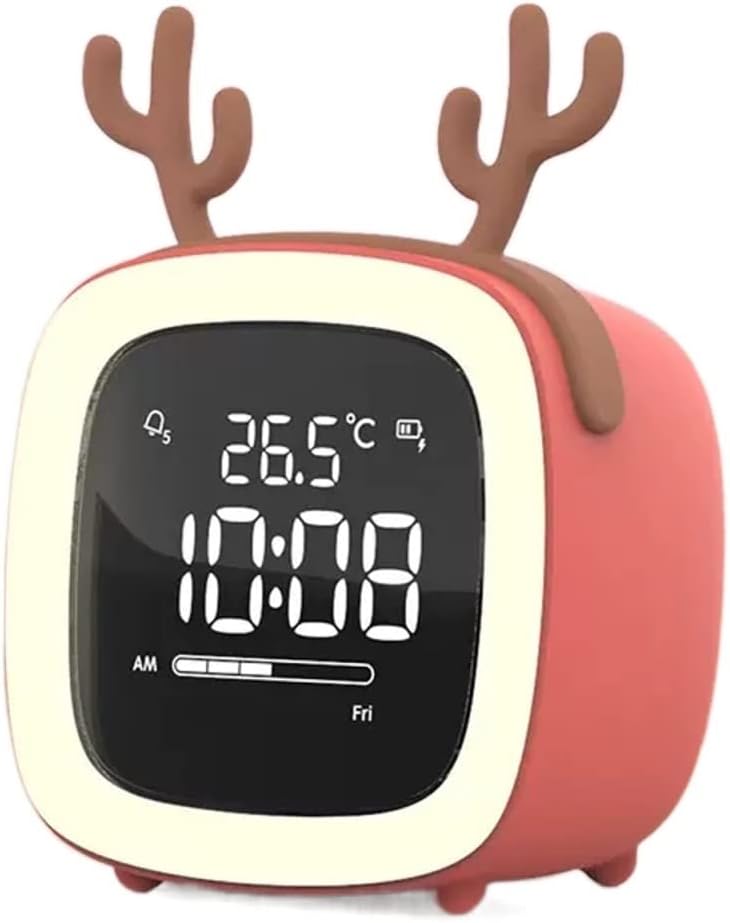 GaRcan Alarm Clock Digital Alarm Clock Antler Shape Alarm Clock, Smart Silent Alarm Clock, Rechargeable, Home Decor Table Ornaments Gift for Kids Clock (Color : Orange) (Orange