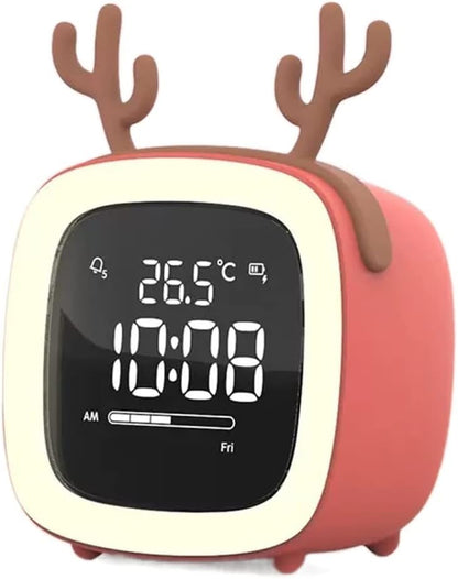GaRcan Alarm Clock Digital Alarm Clock Antler Shape Alarm Clock, Smart Silent Alarm Clock, Rechargeable, Home Decor Table Ornaments Gift for Kids Clock (Color : Orange) (Orange