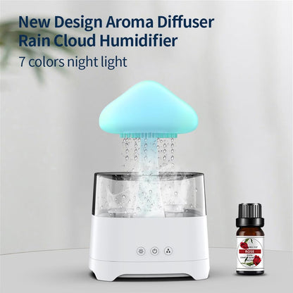 Diffuserlove Rain Diffuser Cloud Humidifier 450ML Diffuser Water Drip Waterfall Lamp Mushroom Humidifier (Size: 6.54''x10.5'')