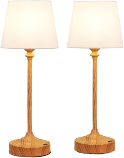 15.8-inch Wireless Charging Touch Table Lamp 2-Pack, Battery Powered, Stepless Dimming, for Dining Table, Living Room Suitable for bedrooms, Living Rooms, Offices, Book(White - Black)