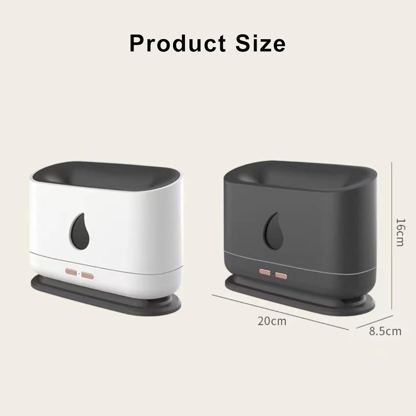 Flame Humidifier Aroma Diffuser,Cool Mist Humidifier,Simulated Flame, Power Outage When There Is No Water,Silent Humidification For Baby Bedroom Plant Office Yoga,Black