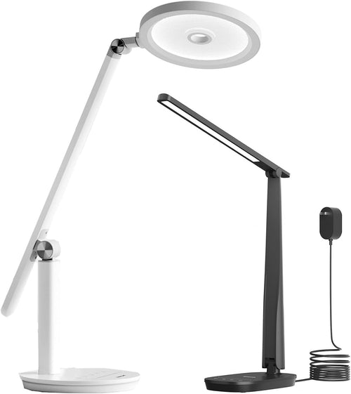 Honeywell LED Desk Lamp for Home Office, Dimmable & 4 Color Modes, USB A+C Dual Charging, Eye-Caring LED Light with Timer, Black