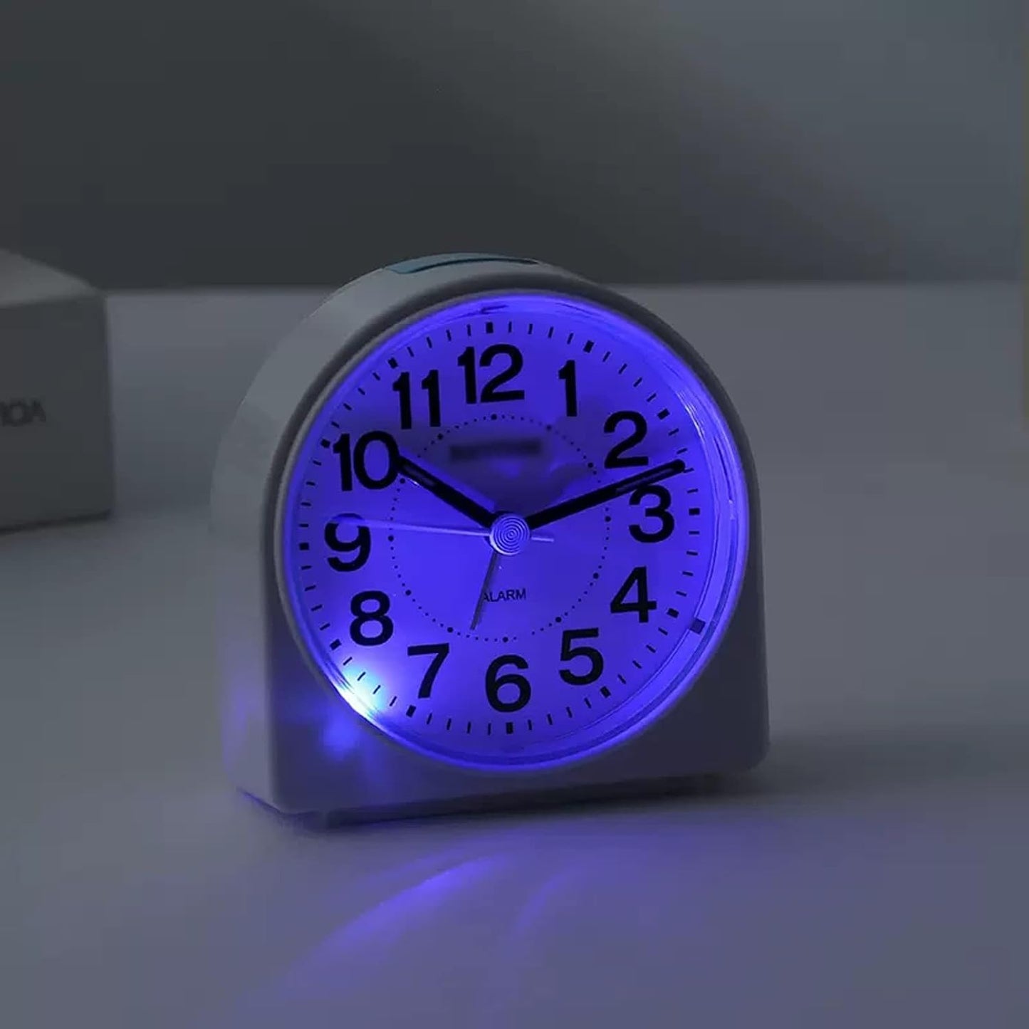 Alarm Clock Beside ﻿ Small Silent Alarm Clock with Night Light, Battery Operated, Desk Clock for Bedroom and Home Decoration Smart Alarm Clock(Blue)