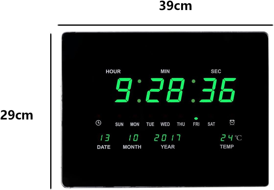 JEKKAH Family Living Room Wall Clock Smart Clock Large Screen Hourly Silent Alarm Clock Home Use, 12/24 Hours, Bedroom Alarm Clock, Living Room