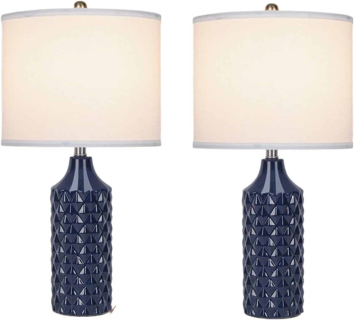 25 Inch Modern Ceramic Table Lamp 2 Pack, 3-Way Dimmable Light for Bedroom Living Room Side Table Lamp, Bulb Included Suitable for bedrooms, Living Rooms, Offices, Book(Black)