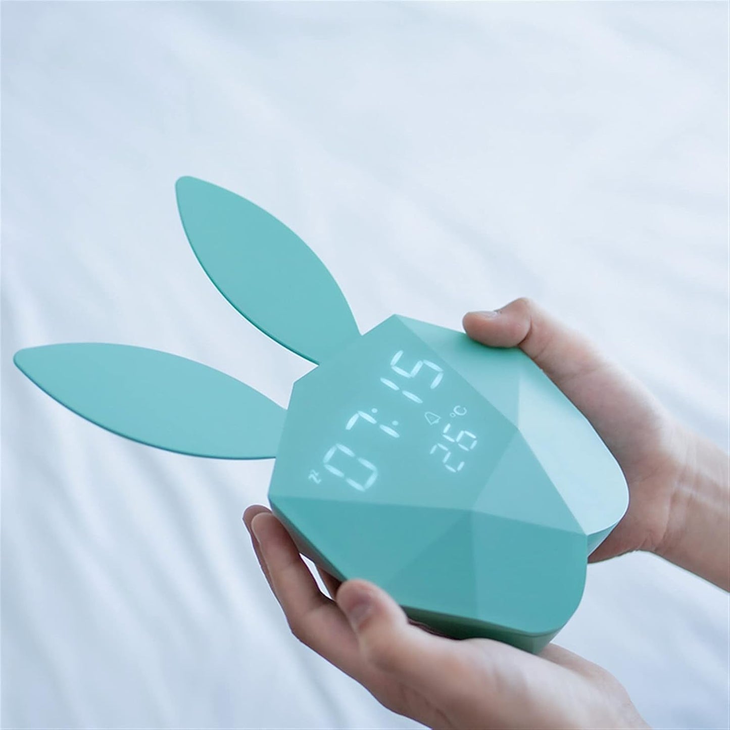 Liudan Alarm Clock Alarm Clock Students Use Child Mute Bedside Bright Electronic Smart Charge Female Cute Creative Rabbit Personality Digital Alarm Clock (Color : B, Size : 8.5")