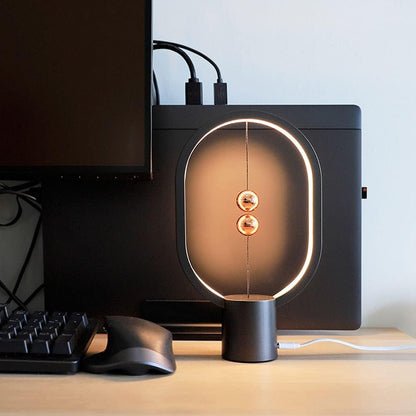 Heng Balance Lamp - Oval Shape Desk Lamp Smart Magnetic Suspension Balance Bedside Table Lamp LED Nightstand Lamps Creative Mini Night Light Modern Dorm Bedside Decoration Lamp, Pink