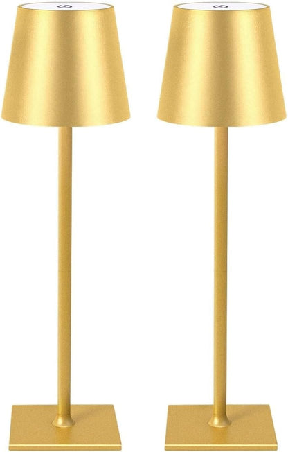 Cordless LED Desk Lamp 2-Pack, 3-Color Stepless Dimming, Rechargeable, for Bedroom/Desk/Café/Restaurant Suitable for bedrooms, Living Rooms, Offices, Book(Yellow 2 Pack)